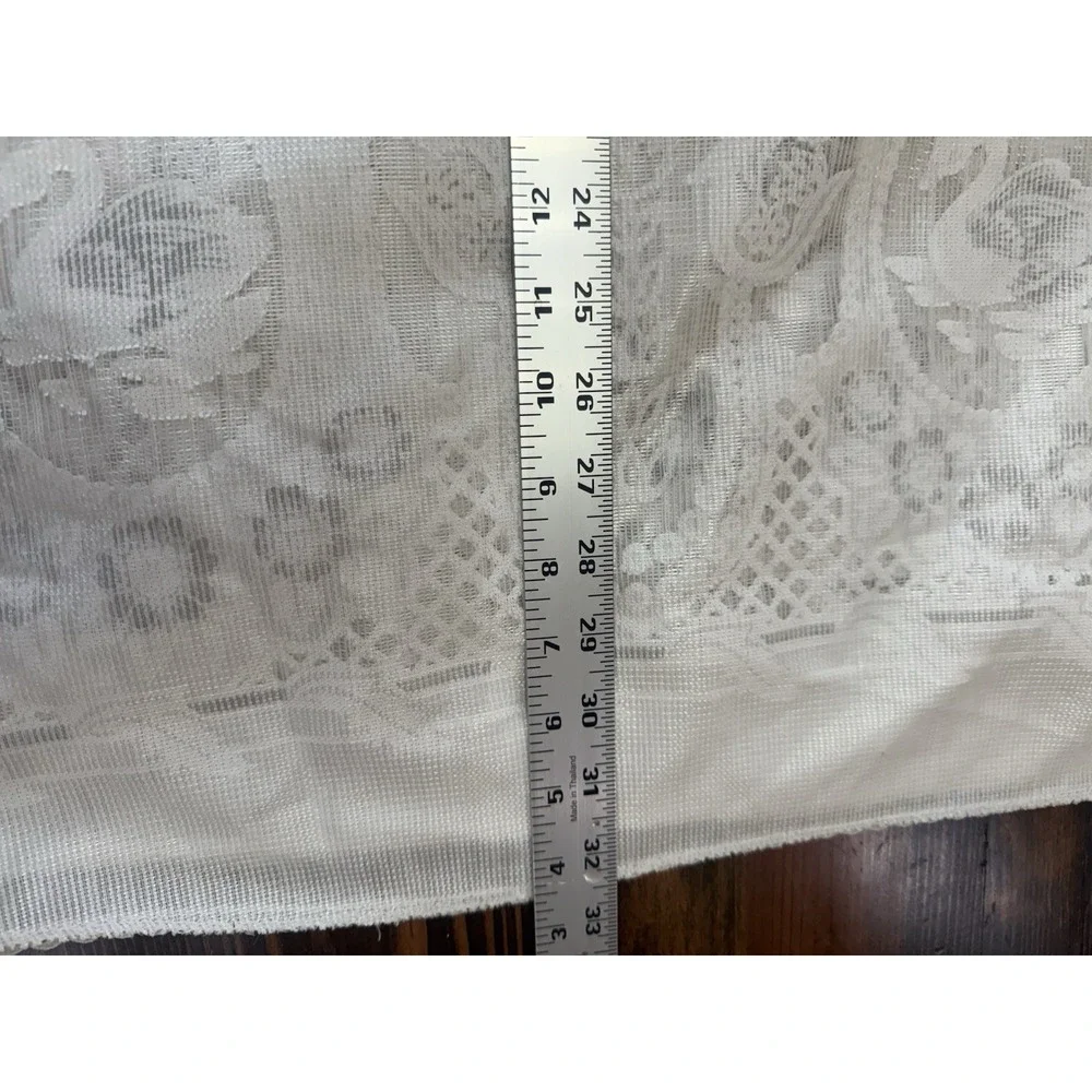 Vintage Long Tablecloth Swan & Floral Motif Rounded Ends tablescape dinner party